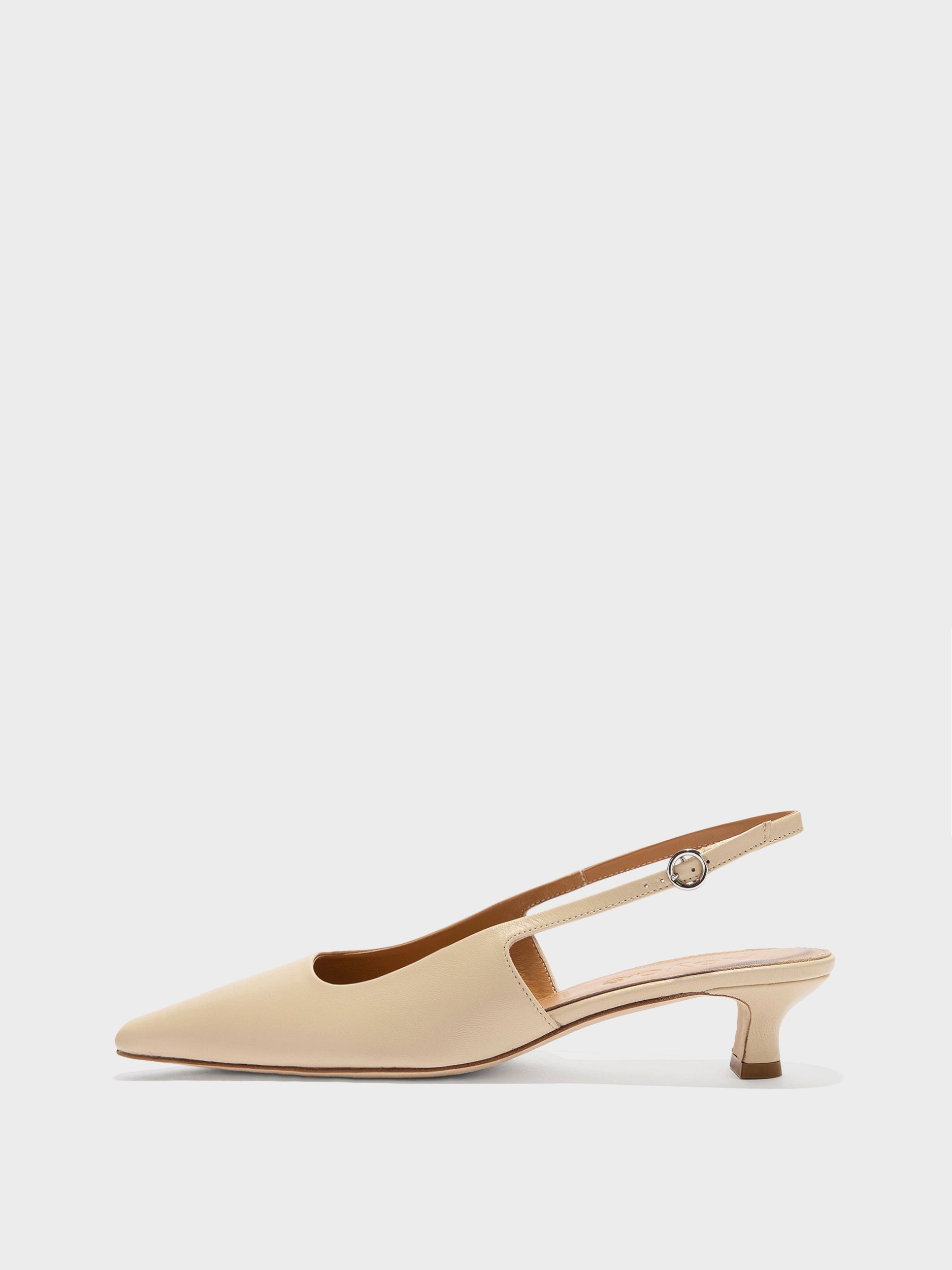 Aeyde | Catrina Leather Pumps for Women | Sand Nappa | Pointed Toe | Mid Heel | Side View