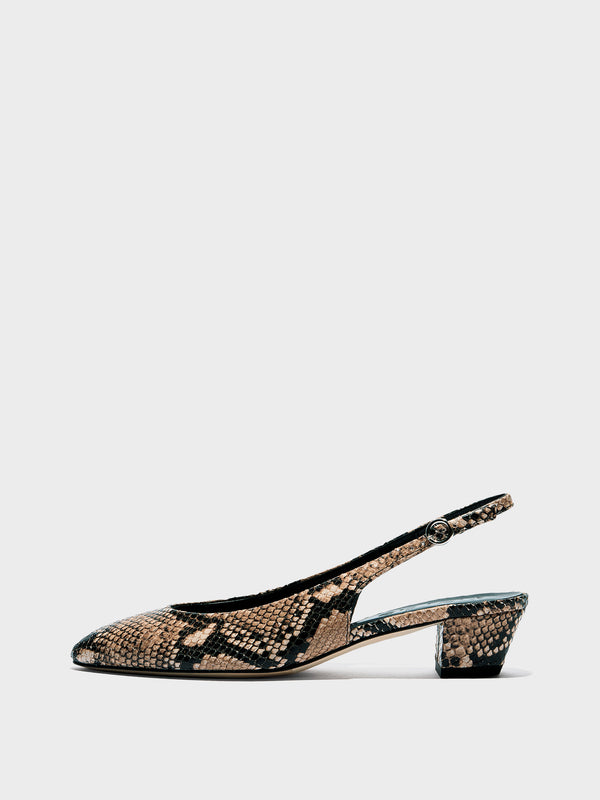 Aeyde | Celeste Leather Pumps for Women | Hazelnut Snake |  | Mid Heel | Side View