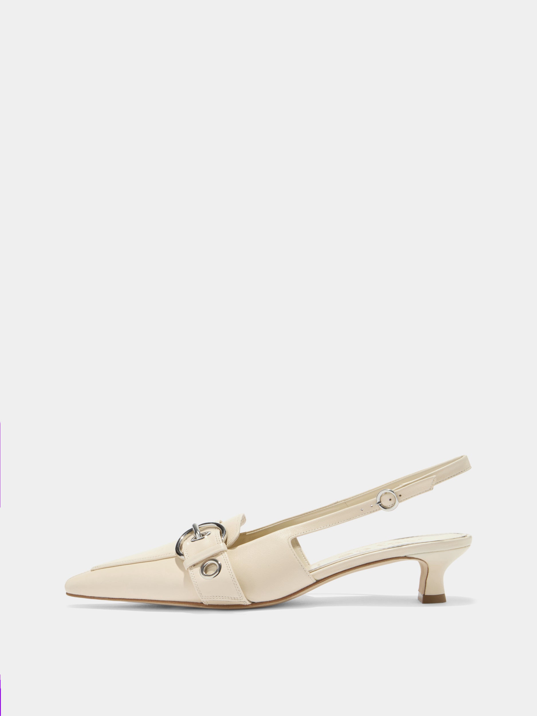 Aeyde | Davina Leather Pumps for Women | Creamy Nappa | Pointed Toe | Low Heel | Side View