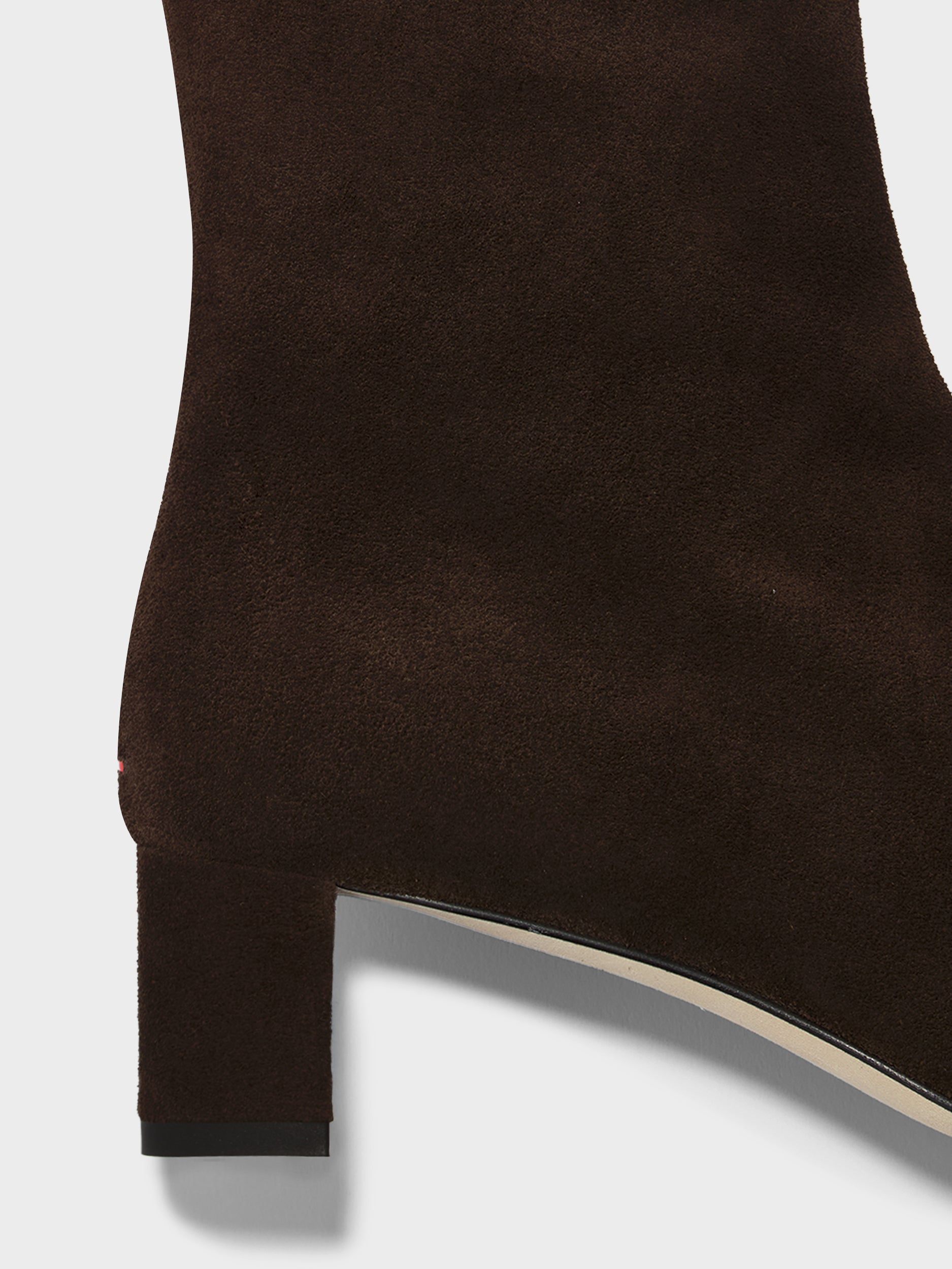 Aeyde | Millie Leather Ankle Boots for Women | Moka Suede | Square Toe | Low Heel | Heel Details