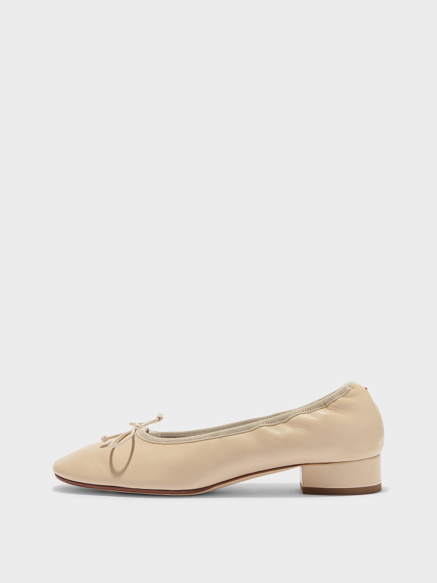 Aeyde | Onda Leather Flats for Women | Sand Nappa | Round Toe | Low Heel | Side View
