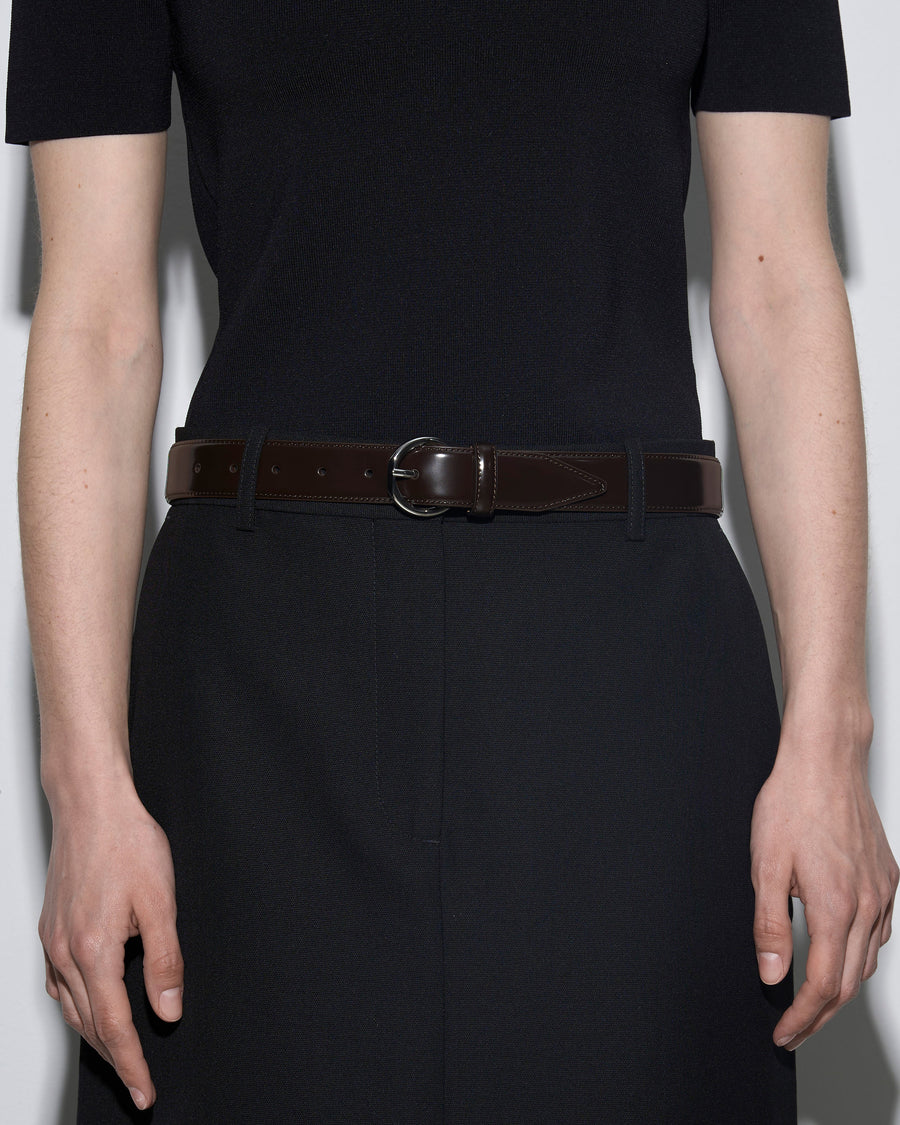 Aeyde | Remi Leather Belt for Women | Moka/Silver Polido | Luxury Materials | Handmade in Italy | How to Style