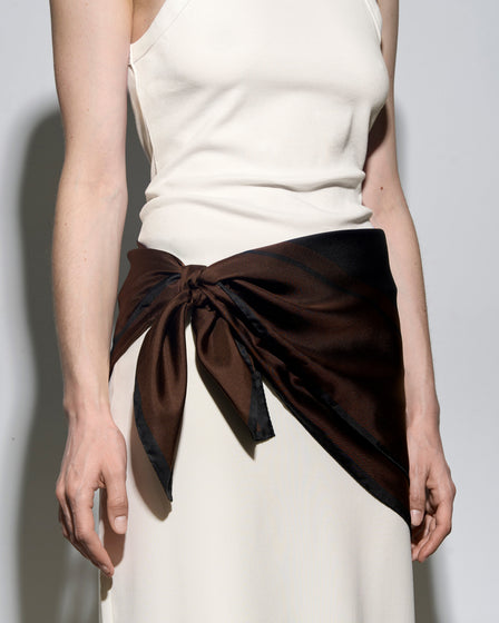 Aeyde | Sera Silk 90x90cm Scarves for Women | Moka/Black Silk | Luxury Materials | Handmade in Italy