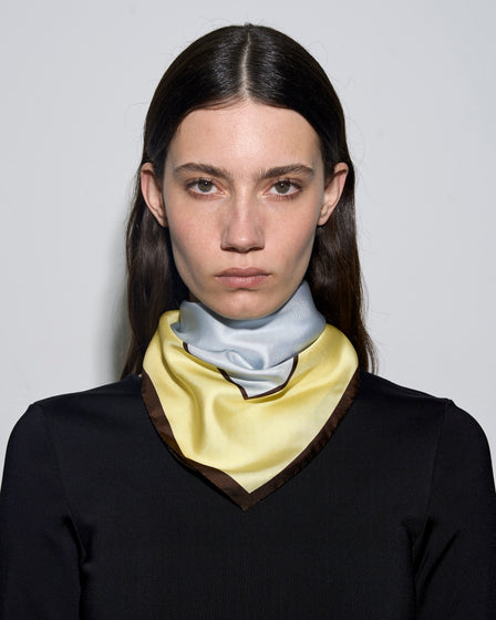 Aeyde | Soli Silk 60x60cm Scarves for Women | Lemon/Glass Silk | Luxury Materials | Handmade in Italy | How to Style