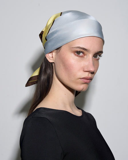 Aeyde | Soli Silk 60x60cm Scarves for Women | Lemon/Glass Silk | Luxury Materials | Handmade in Italy