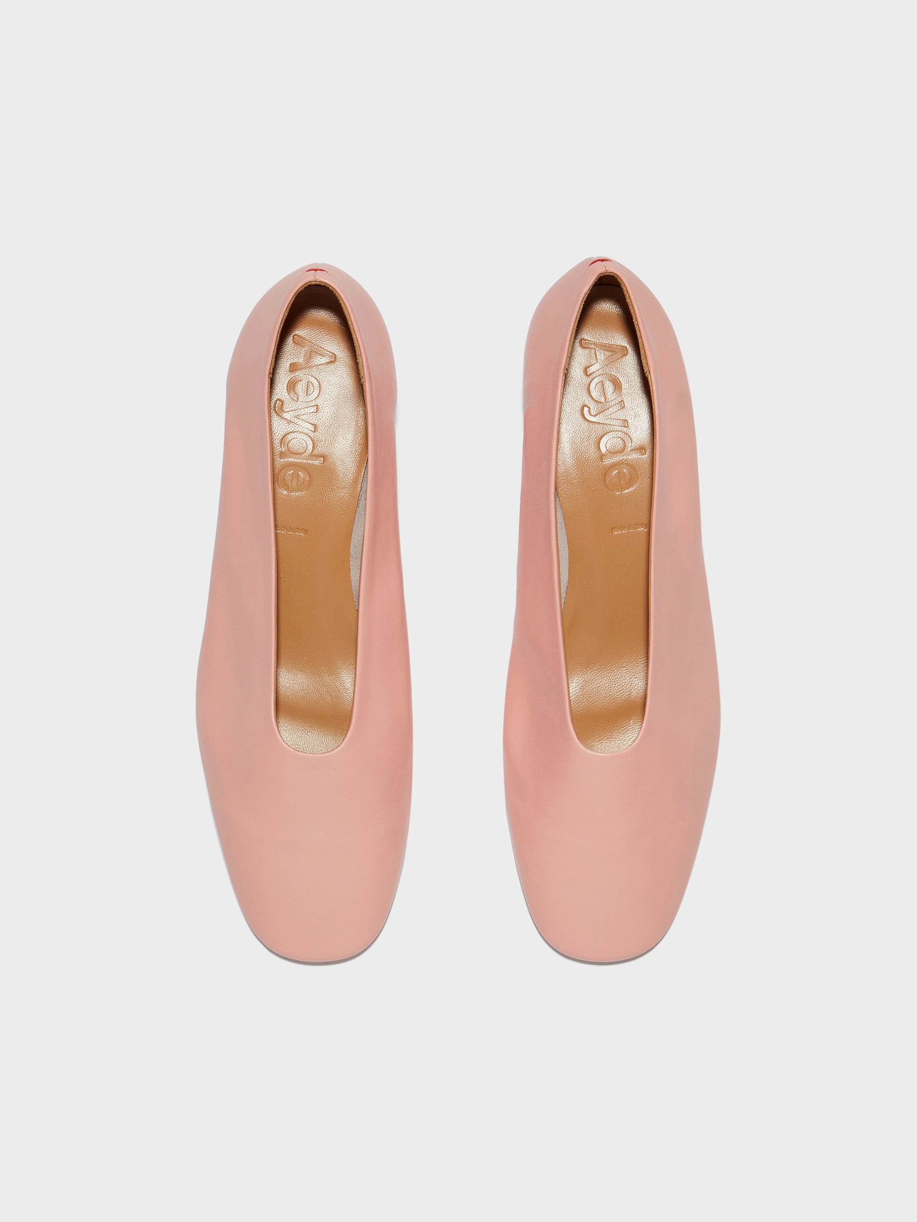 Aeyde | Delia Leather Flats for Women | Dusty Pink Nappa | Round Toe | Low Heel | Front View