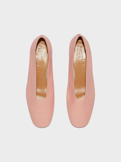Aeyde | Delia Leather Flats for Women | Dusty Pink Nappa | Round Toe | Low Heel | Front View