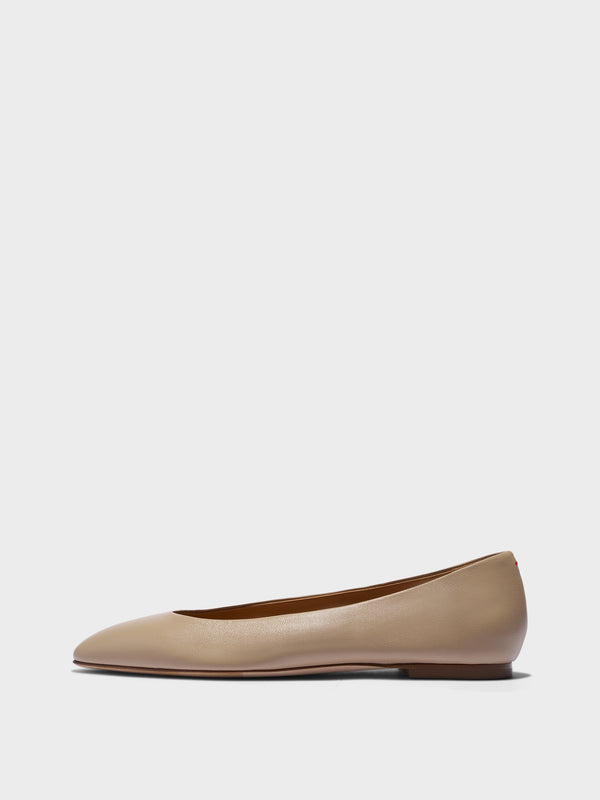 Aeyde | Ellie Leather Flats for Women | Sand Nappa |  | Flat Heel | Side View
