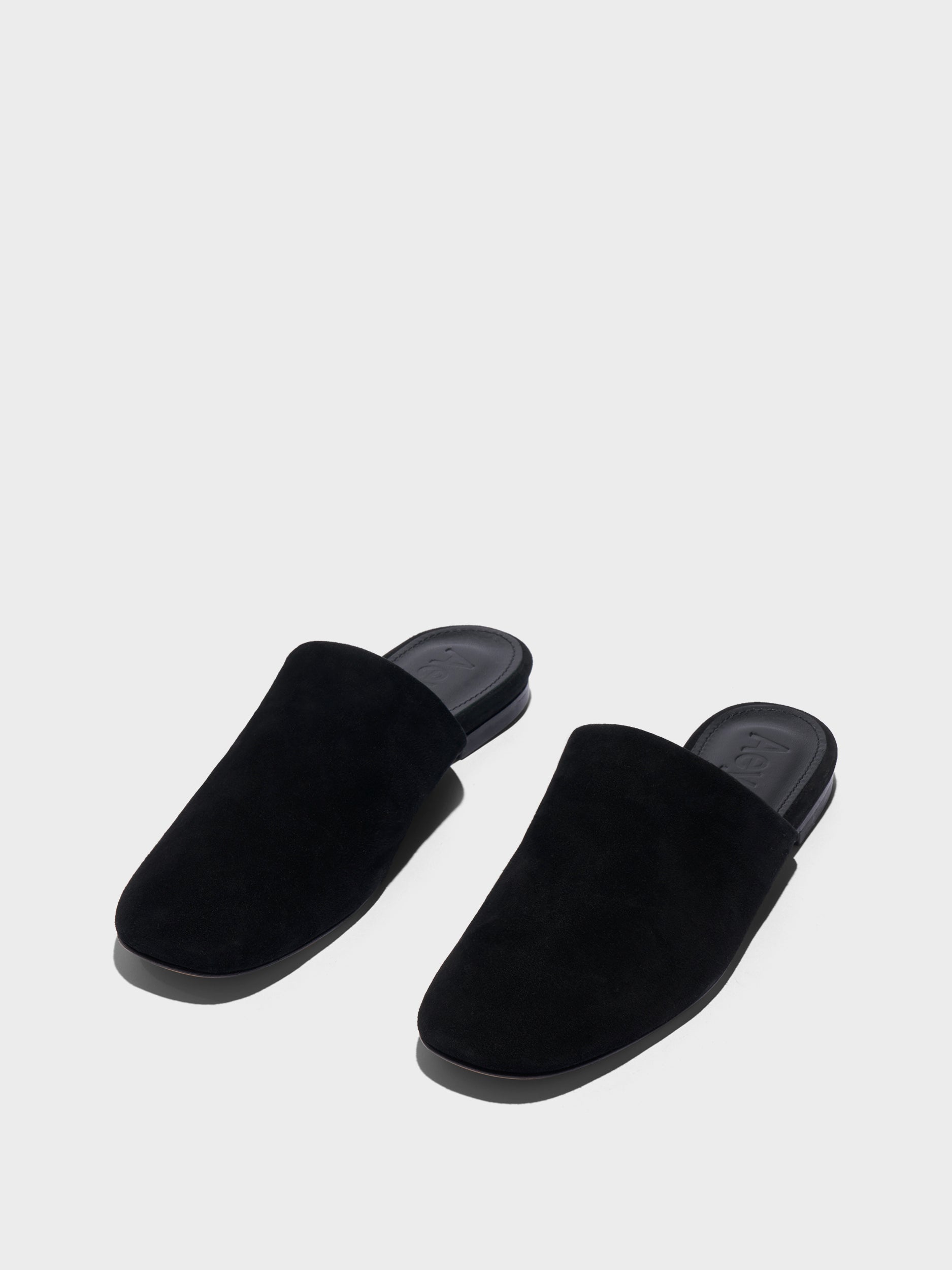 Aeyde | Rega Leather House Slippers for Women | Black Suede | Round Toe | Flat Heel | Luxury Materials | Handmade in Italy