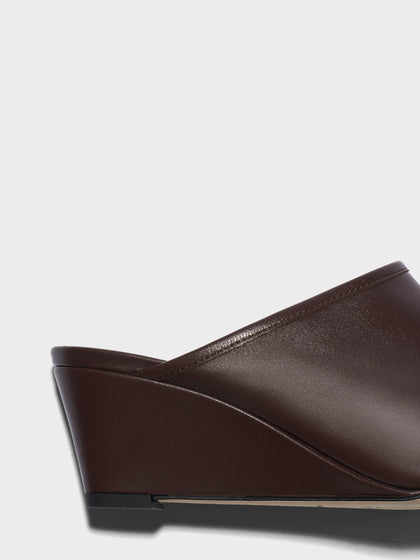 Aeyde | Suzanne Leather Heeled Sandals for Women | Moka Nappa | Round Toe | Mid Heel | Heel Details